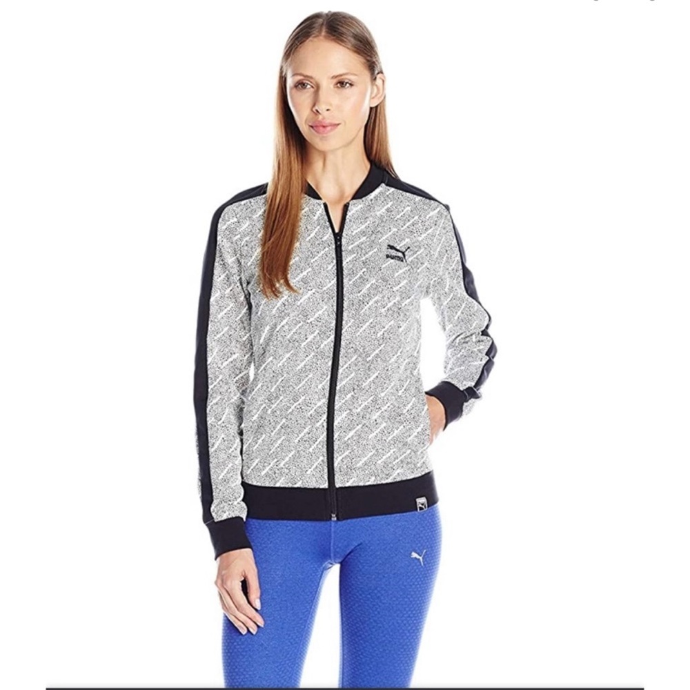 Puma Women's Athletic Black and Gray Zip Up Jacket Size Small